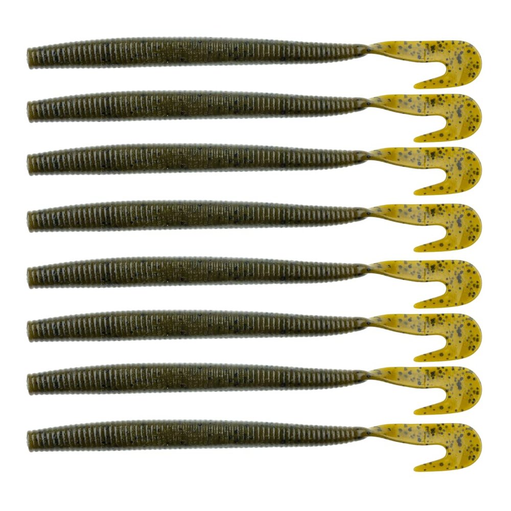 BAITFUEL Mega Bopper Infused with Supercharged X55 Formula Gel: Fish Scent Technology with Powerful Attractants | 7.7-Inch, Green Pumpkin (PN: X86505)