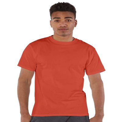 Champion Mens Short Sleeve T-Shirt, L, Red River Clay