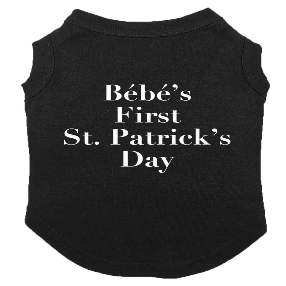 Bebe's First St. Patrick's Day - TV Show Dog Shirt (Black, Small)