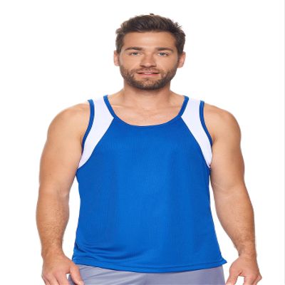 Expert Brand USA-Made Men's Oxymesh Dry Fit Athletic Tank Top Muscle Shirt Royal Blue/White