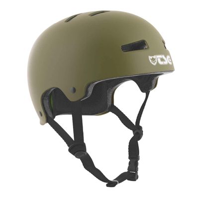 TSG Evolution Bike & Skate Helmet w/Snug Fit | for Cycling, BMX, Skateboarding, Rollerblading, Roller Derby, E-Boarding, E-Skating, Longboarding, Park Skating, Satin Olive (S/M 54-56 cm)