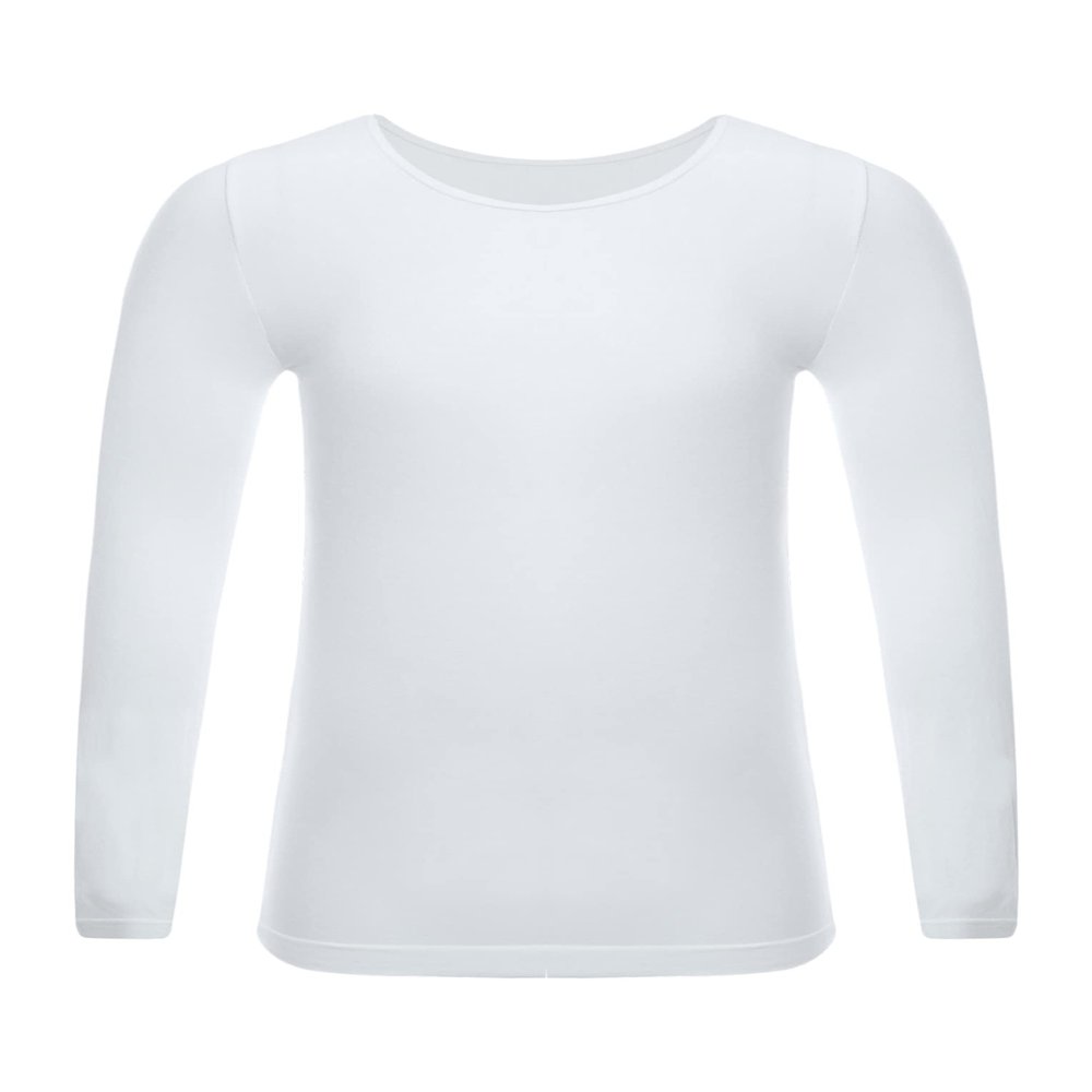 Hansber Kids Girls Boys Compression Base Layer Thermal Underwear Tops Stretchy Nylon Long Sleeve Undershirts Type A White 2-4