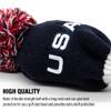 3pcs Pom Pom Golf Headcovers, #1 3 5 Golf Wood Headcovers Set, Knitted Golf Club Head Cover, Long Neck Golf Club Case Protection, Patriotism US Flag Pattern view 4