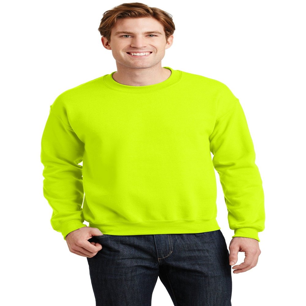 Gildan Fleece Crewneck Sweatshirt, Style G18000 Safety Green X-Large