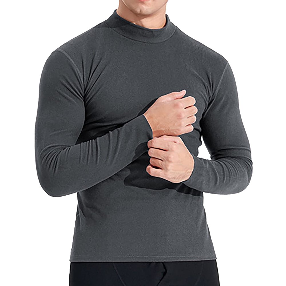Hansber Men's Turtleneck Long Sleeve Pullover Sweater Thermal Underwear Tops Fall Winter Warm Undershirts Dark Grey XX-Large