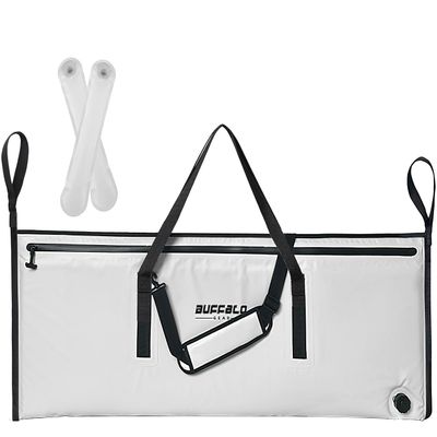 Buffalo Gear Insulated Fish Cooler 48x18In, Leakproof Kill Bag with 2 Reusable Cooler Ice Packs, Portable Waterproof Fish Bag with Adjustable Shoulder Strap, Keeps Ice-cold More than 48 Hours