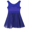 Agoky Women's Asymmetric Chiffon Lyrical Ballet Dance Gymnastics Leotard Dress Flowy High-Low Skirt Royal Blue Small view 4