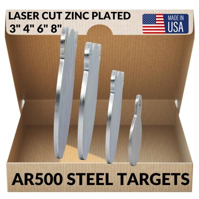 AR500 Gong Shooting Targets - Laser Cut USA Zinc Plated Steel Targets with 1/2' Mounting Holes