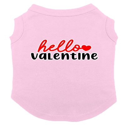 Hello Valentine - Heart Love V Day Dog Shirt (Pink, 3X-Large)