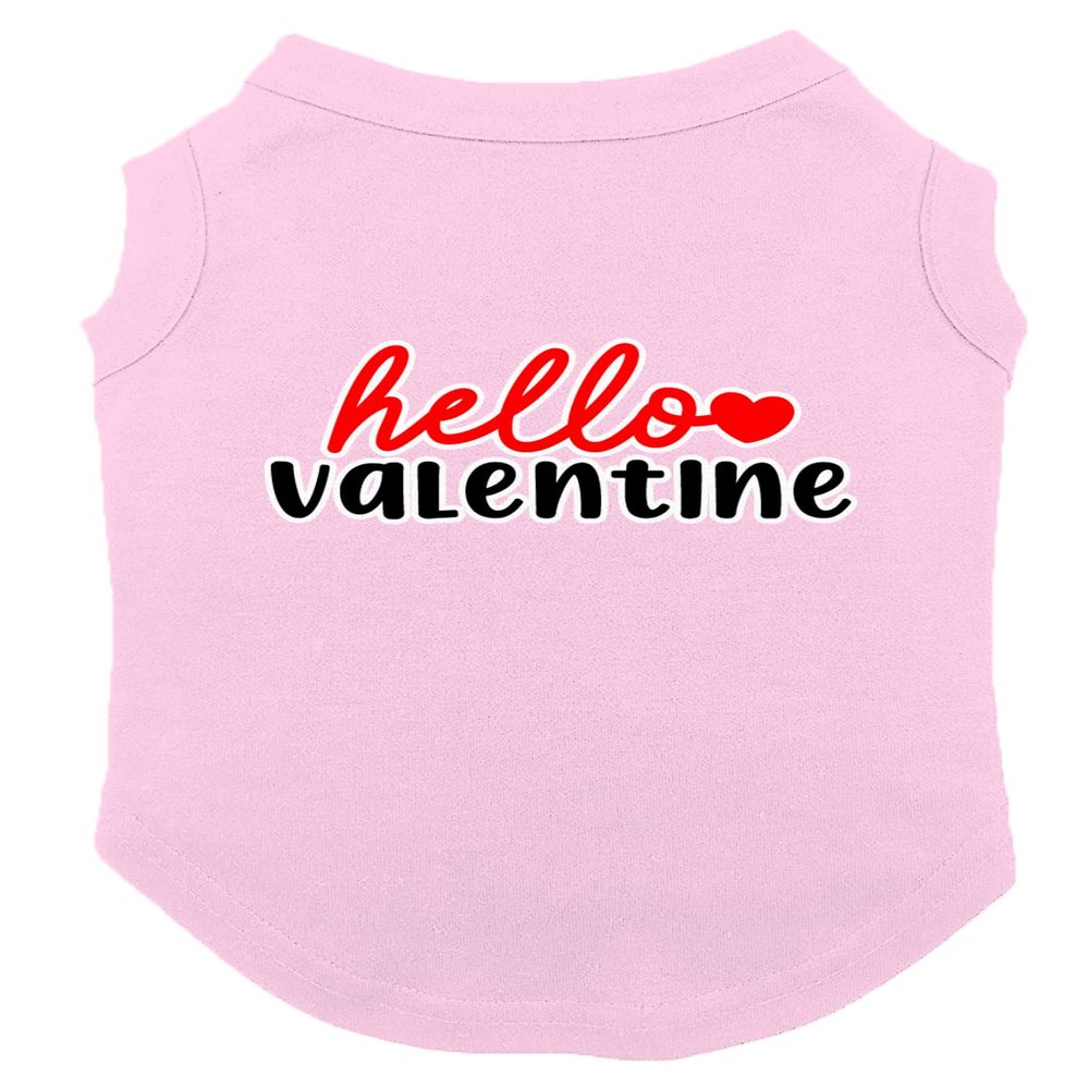 Hello Valentine - Heart Love V Day Dog Shirt (Pink, 3X-Large)