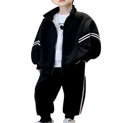 Kvysinly Boy's Tracksuit Long Sleeve Striped Print Jacket with Sweatpants Workout Jogging Suit Sweatsuit Activewear Black 2-3 Years