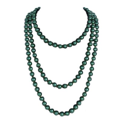 1920s Long Fake Pearls Strand Necklace Layered Retro Vintage Imitation Round Beaded Ball for Women Flapper Party Wedding Costume Party Halloween Jewelry Mother's Day Gift-Green