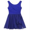 Agoky Women's Asymmetric Chiffon Lyrical Ballet Dance Gymnastics Leotard Dress Flowy High-Low Skirt Royal Blue XX-Large view 3