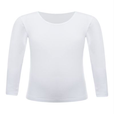 Hansber Kids Girls Boys Compression Base Layer Thermal Underwear Tops Stretchy Nylon Long Sleeve Undershirts Type B(White) 10-12