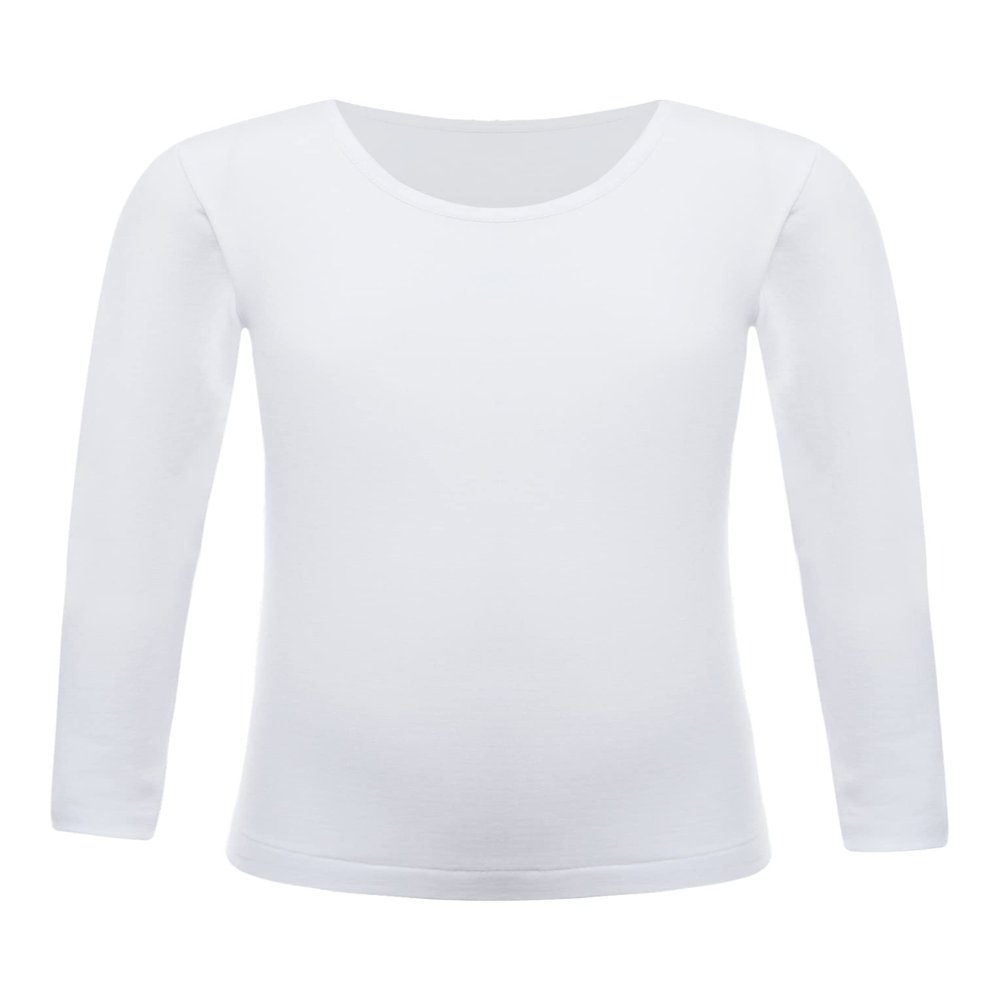 Hansber Kids Girls Boys Compression Base Layer Thermal Underwear Tops Stretchy Nylon Long Sleeve Undershirts Type B(White) 10-12