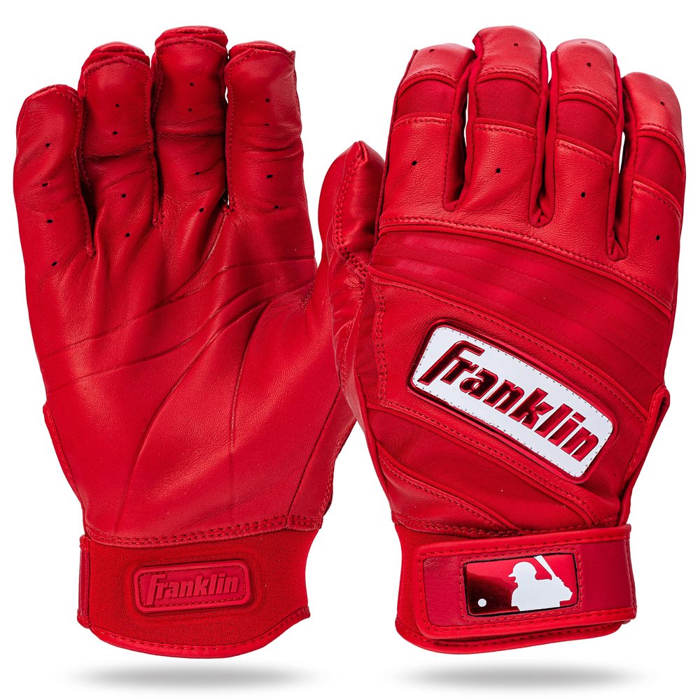 Franklin Sports MLB Baseball Batting Gloves - Natural II Batting Gloves for Baseball + Softball - Adult + Youth Pairs - Red - Adult Large