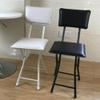 DIBAKO 18in Foldable Stool High Chair Pu Padded Tall Bar Stools Collapsible Bar Chair with Backrest for Outdoor Travel White (Color : White+Brown) view 3