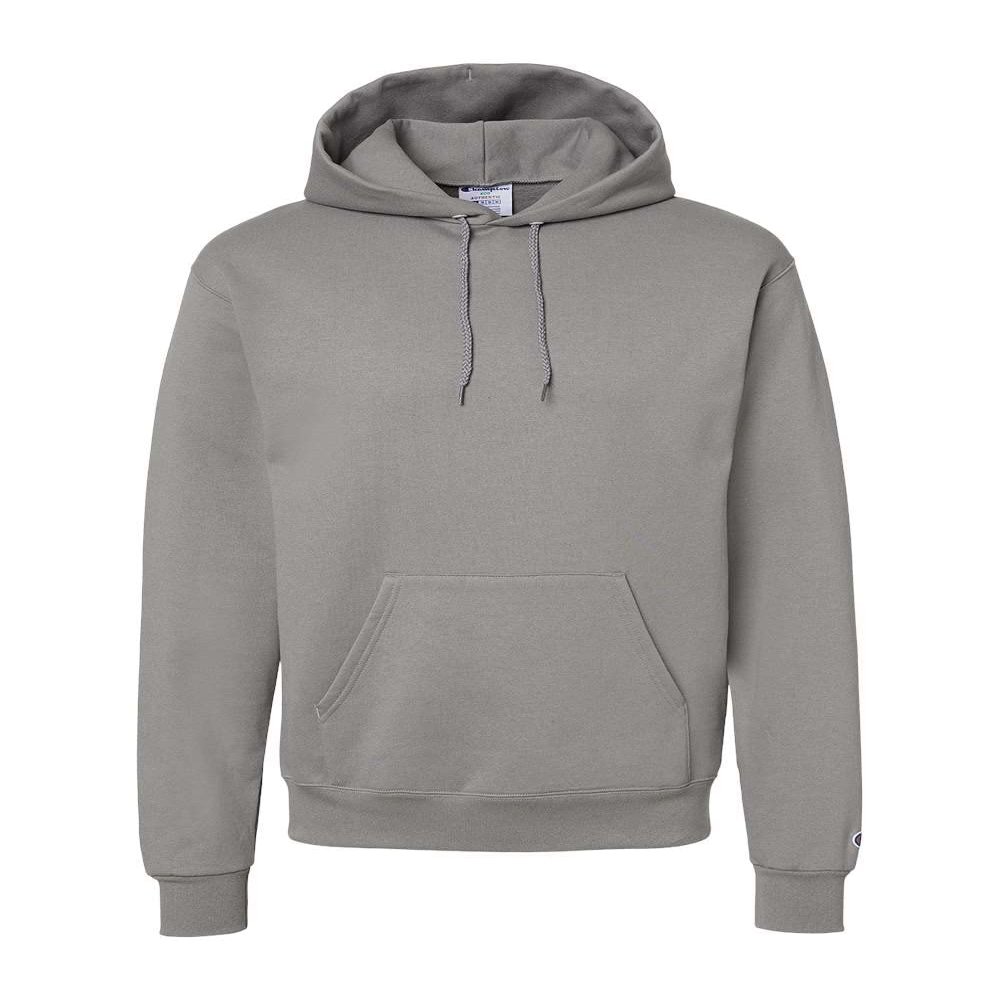 Champion Mens Powerblend Hooded Sweatshirt, 2XL, Stone Grey