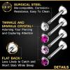 4PCS Steel Lip Ring Studs 16g 1.2mm 3/8 10mm 3mm Crystal Ball Labret Monroe Tragus Snakebites Earrings Piercing Jewelry 8878 view 3