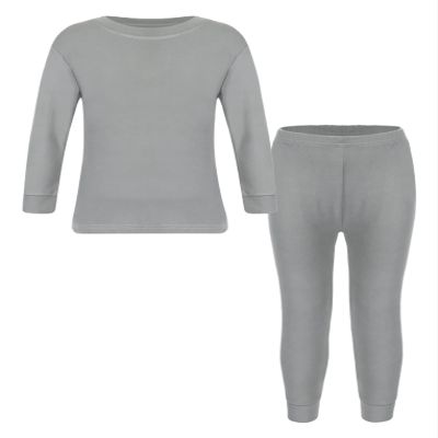 Hansber Unisex Kids Thermal Underwear Set for Boys Girls Long Johns Base Layer Tops with Bottoms Gray 5-6 Years