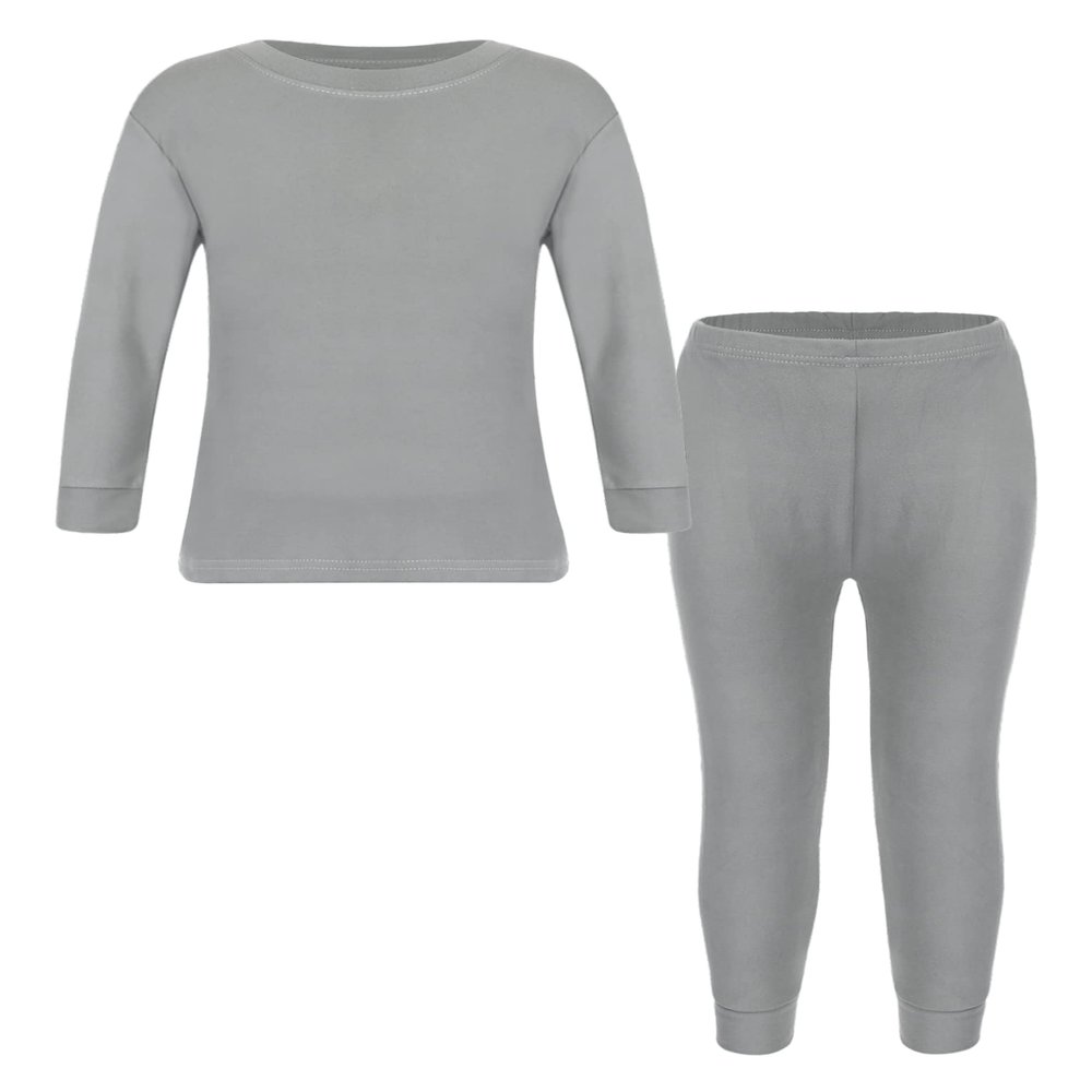Hansber Unisex Kids Thermal Underwear Set for Boys Girls Long Johns Base Layer Tops with Bottoms Gray 5-6 Years