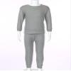 Hansber Unisex Kids Thermal Underwear Set for Boys Girls Long Johns Base Layer Tops with Bottoms Gray 5-6 Years view 3