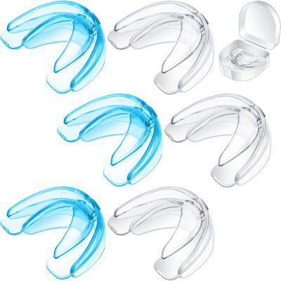 TOODOO 6 Pieces Braces Mouth Guard Kids Sports Mouth Guard for Kids Double Football Youth Mouthguards for Boxing Football Hockey Karate Basketball (Transparent, Transparent Blue)