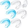 TOODOO 6 Pieces Braces Mouth Guard Kids Sports Mouth Guard for Kids Double Football Youth Mouthguards for Boxing Football Hockey Karate Basketball (Transparent, Transparent Blue) view 1