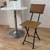 DIBAKO 18in Foldable Stool High Chair Pu Padded Tall Bar Stools Collapsible Bar Chair with Backrest for Outdoor Travel White (Color : Black+Brown) view 1