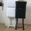 DIBAKO 18in Foldable Stool High Chair Pu Padded Tall Bar Stools Collapsible Bar Chair with Backrest for Outdoor Travel White (Color : Black+Brown) view 3