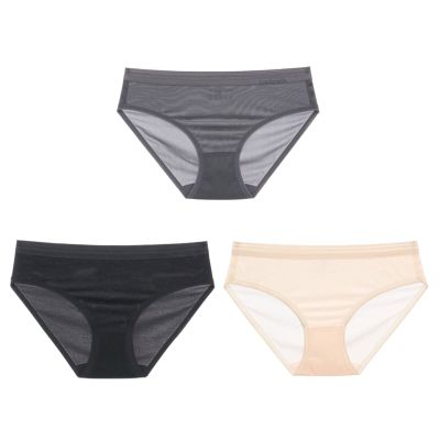 3-Pack Women's Underwear Ice Silk Traceless Thin Breathable Panties Girl Sexy Lace Mid Waist Cotton Cotton Bottom Crotch Briefs (Color : 3PCS Style 10, Size : Medium)