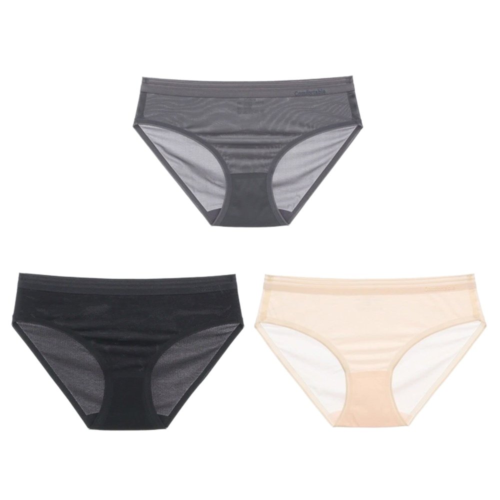 3-Pack Women's Underwear Ice Silk Traceless Thin Breathable Panties Girl Sexy Lace Mid Waist Cotton Cotton Bottom Crotch Briefs (Color : 3PCS Style 10, Size : Medium)