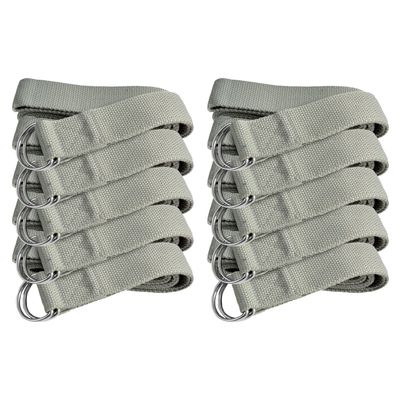 Sunshine Yoga 10-Pack Yoga Strap, 6-Foot Yoga Straps With Anti-Slip D-Ring Buckle, Adjustable Leg Stretching Strap for Muscle and Hamstring Stretch, Exercise Strap for Schools and Studios, Cool Gray
