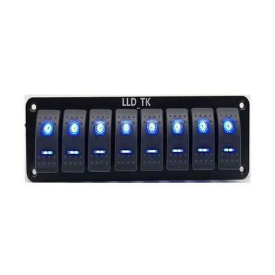 8 Gang Switch Panel Aluminum ON Off Rocker Toggle Switch Panel Waterproof 12V 24V Automotive Car Marine Boat RV Camper Truck