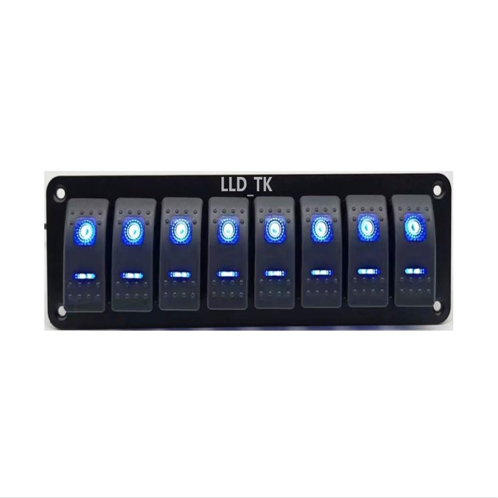 8 Gang Switch Panel Aluminum ON Off Rocker Toggle Switch Panel Waterproof 12V 24V Automotive Car Marine Boat RV Camper Truck