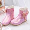 Children Short Boots Winter Plush Cotton Boots High Heel Boots Princess Boots Dress Shoes for Girls (Red, 4-4.5 Years Little Child) view 3