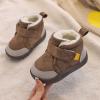 Baby Shoes Toddler Boots Soft Bottom Toddler Shoes Plus Velvet Thick Non Slip Large Cotton Shoes Toddler Girls Slippers (Coffee, 21-24 Months) view 2