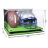 Better Display Cases Acrylic Football and Football Helmet Display Case - Large Rectangle Box with Mirror Case, Black Risers and Turf Base 18" x 14" x 12" (A014/B60) view 2