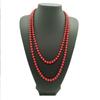 1920s Long Fake Pearls Strand Necklace Layered Retro Vintage Imitation Round Beaded Ball for Women Flapper Party Wedding Costume Party Halloween Jewelry Mother's Day Gift-Red 3 view 2