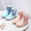 Children Short Boots Winter Plush Cotton Boots High Heel Boots Princess Boots Dress Shoes for Girls (Blue, 6-7 Years Little Child) view 3