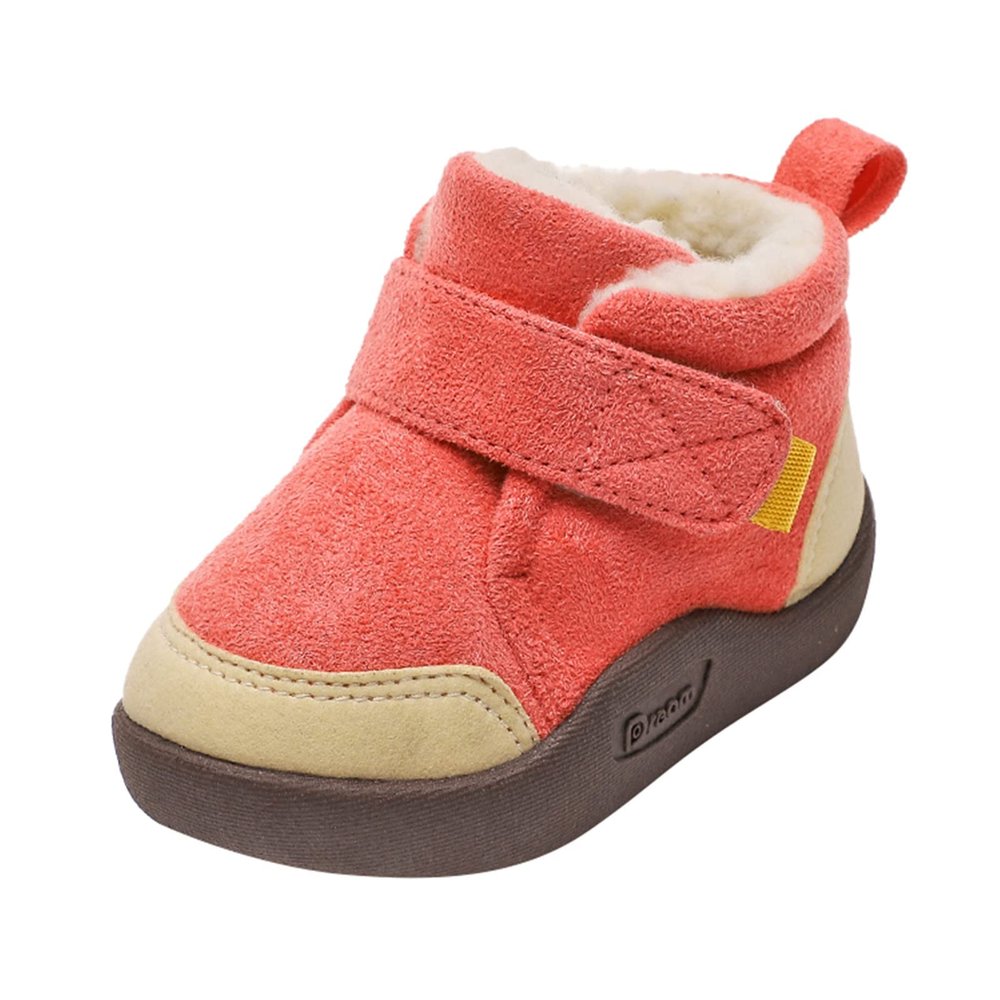 Baby Shoes Toddler Boots Soft Bottom Toddler Shoes Plus Velvet Thick Non Slip Large Cotton Shoes Toddler Girls Slippers (Pink, 4.5-5 Years Little Child)