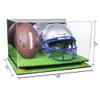 Better Display Cases Acrylic Football and Football Helmet Display Case - Large Rectangle Box with Mirror Case, Yellow Risers and Turf Base 18" x 14" x 12" (A014/B60) view 2