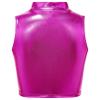 iiniim Girls Shiny Metallic Turtleneck Crop Tank Tops for Gymnastic Leotard Jazz Ballet Dance wear Costume Rose Red 16 view 2
