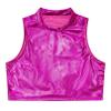 iiniim Girls Shiny Metallic Turtleneck Crop Tank Tops for Gymnastic Leotard Jazz Ballet Dance wear Costume Rose Red 16 view 3