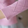 Women Fall Sweaters Cropped Sweater Fashion Pullover Sweaters Solid Loose Plaid Knitted Sweater Tops view 3
