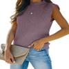 Amarmia Women's Mock Neck Knit Sweater Vest Sleeveless Casual Trendy Summer Ribbed Pullover Tank Tops Dark Purple view 1