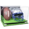 Better Display Cases Acrylic Football and Football Helmet Display Case - Large Rectangle Box with Mirror Case, White Risers and Turf Base 18" x 14" x 12" (A014/B60) view 1