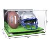 Better Display Cases Acrylic Football and Football Helmet Display Case - Large Rectangle Box with Mirror Case, White Risers and Turf Base 18" x 14" x 12" (A014/B60) view 2
