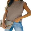 Amarmia Women's Mock Neck Knit Sweater Vest Sleeveless Casual Trendy Summer Ribbed Pullover Tank Tops Khaki view 1