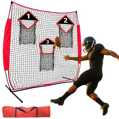 HIGOOD Football Throwing Net with 3 Targets: 6X6FT Quarterback Training net for Passing Accuracy Kids Youth Adults in Backyard